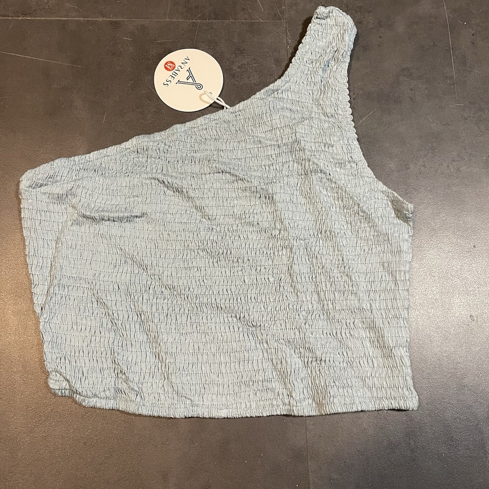 Anrabess Light Blue Tank Crop Womens Shirt M F-3